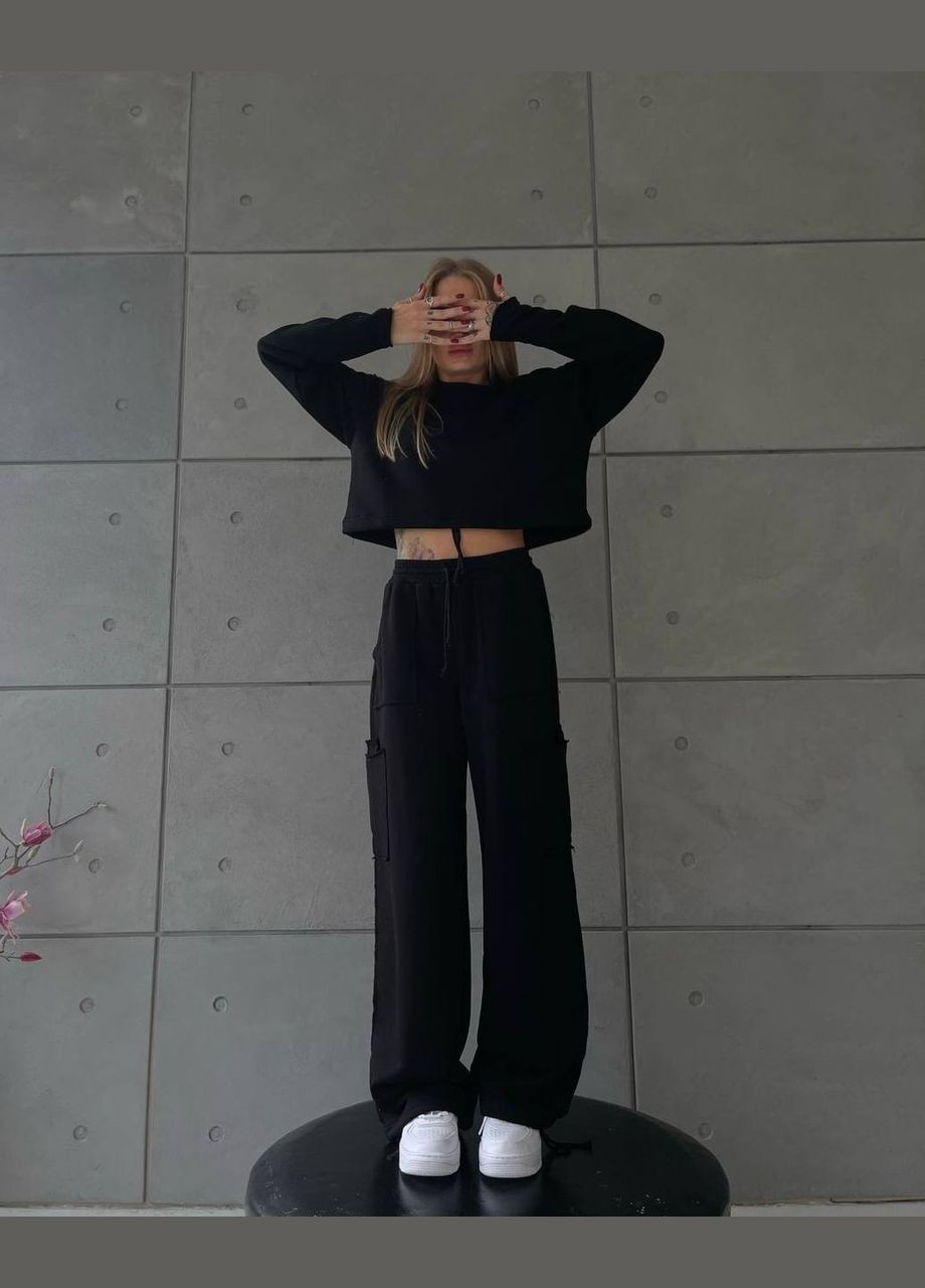 Повседневный костюм тройка в черном цвете, нежный и стильный костюм 3-ка No Brand 1024-3 (327373331)