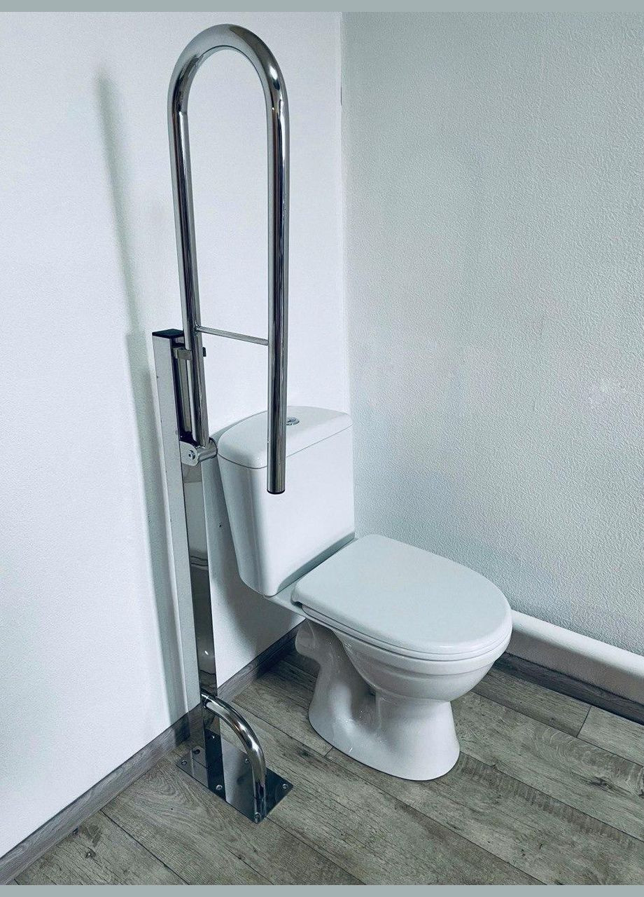 Поручень напольный с откидывающейся стороной для людей с инвалидностью, Ø 32 мм - 700х1000 мм, нержавеющая сталь Everest (352768941)