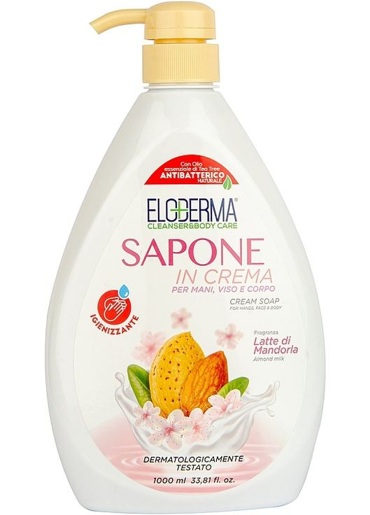 Антибактериальное жидкое крем-мыло "Миндаль" 1000ml (1326859-3977425) Eloderma (368651670)