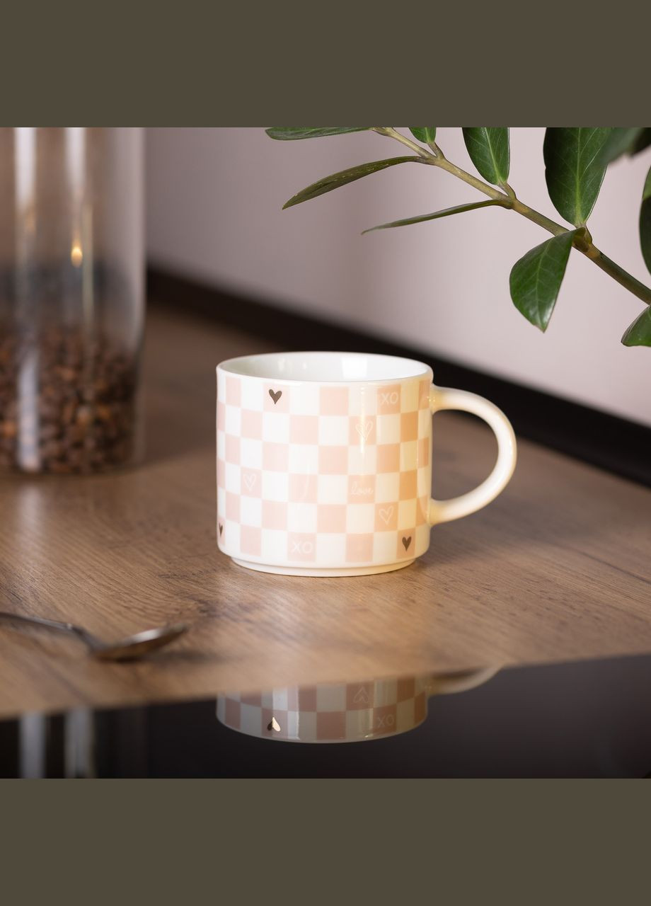 Чашечка керамическая 350 мл, белый с розовым Ceramic (322855547)