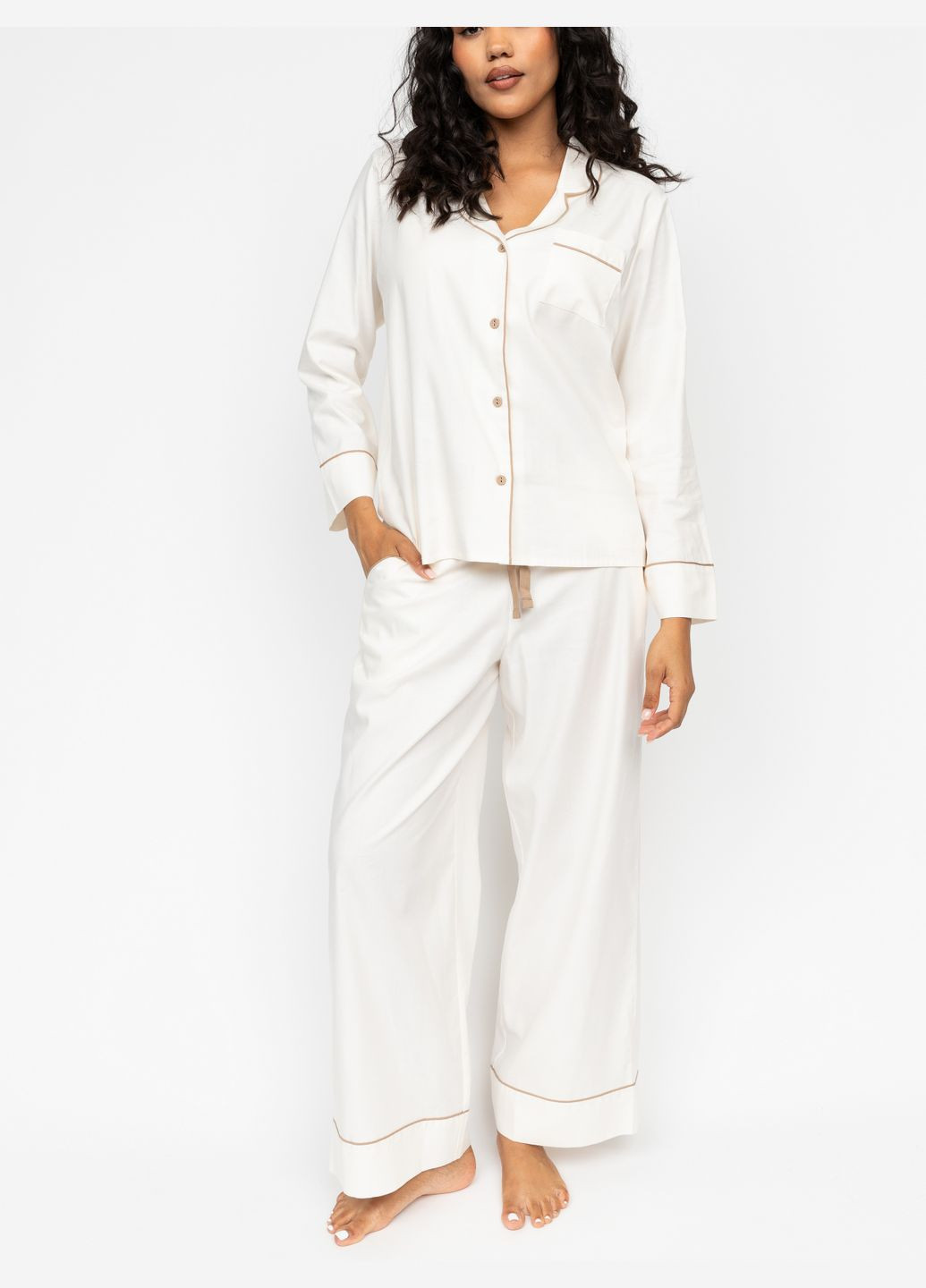 Кремова всесезон піжама жіноча 0604_cre кофта + брюки Cyberjammies Hotel