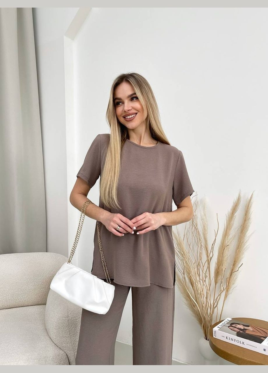 Женский прогулочный костюм кофейного цвета 32030 Fashion (324757048)