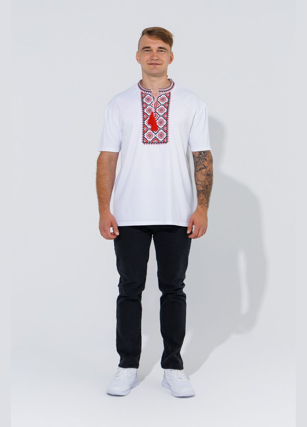Белая вышиванка футболка мужская француз бело-красный (2000990486066a) shop (2000990486066) (364723933)