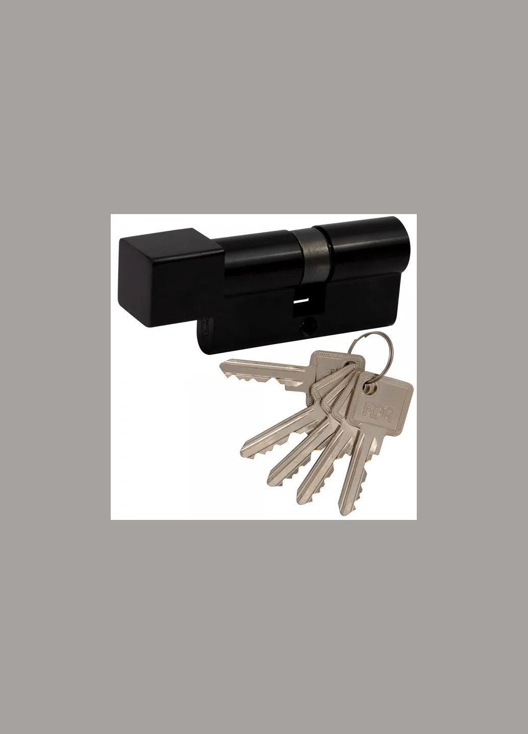 Цилиндр дверной 30/30 мм, английский ключ/квадратный поворотник 60 мм, 5 ключей, черный (59888) RDA (317184564)