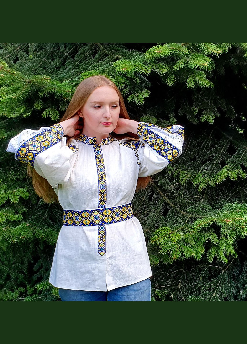 Біла вишита сорочка м-180кл від виробника Бабусина скриня візерунок геометричний пряма льон (307497336)