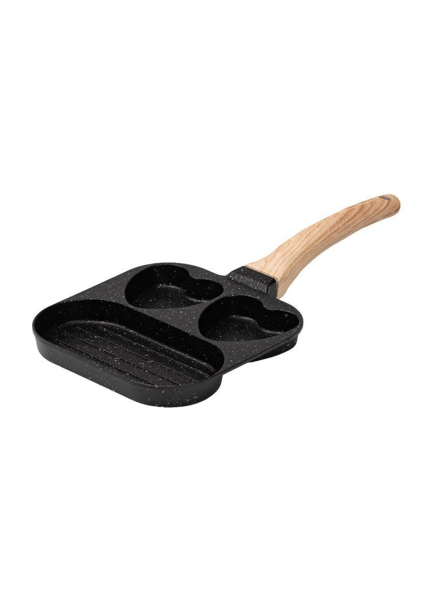 Сковорода квадратная порционная на 3 секции с антипригарным покрытием для всех плит черная HP39569B No Brand (369478031)