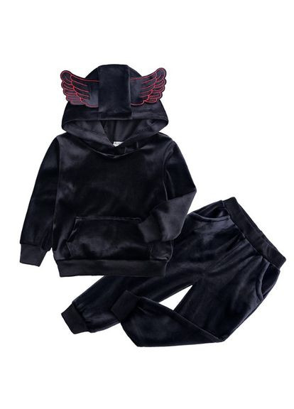 Чорний демісезонний костюм дитячий з капюшоном і крилами ( ) (5562b) Qoopixie