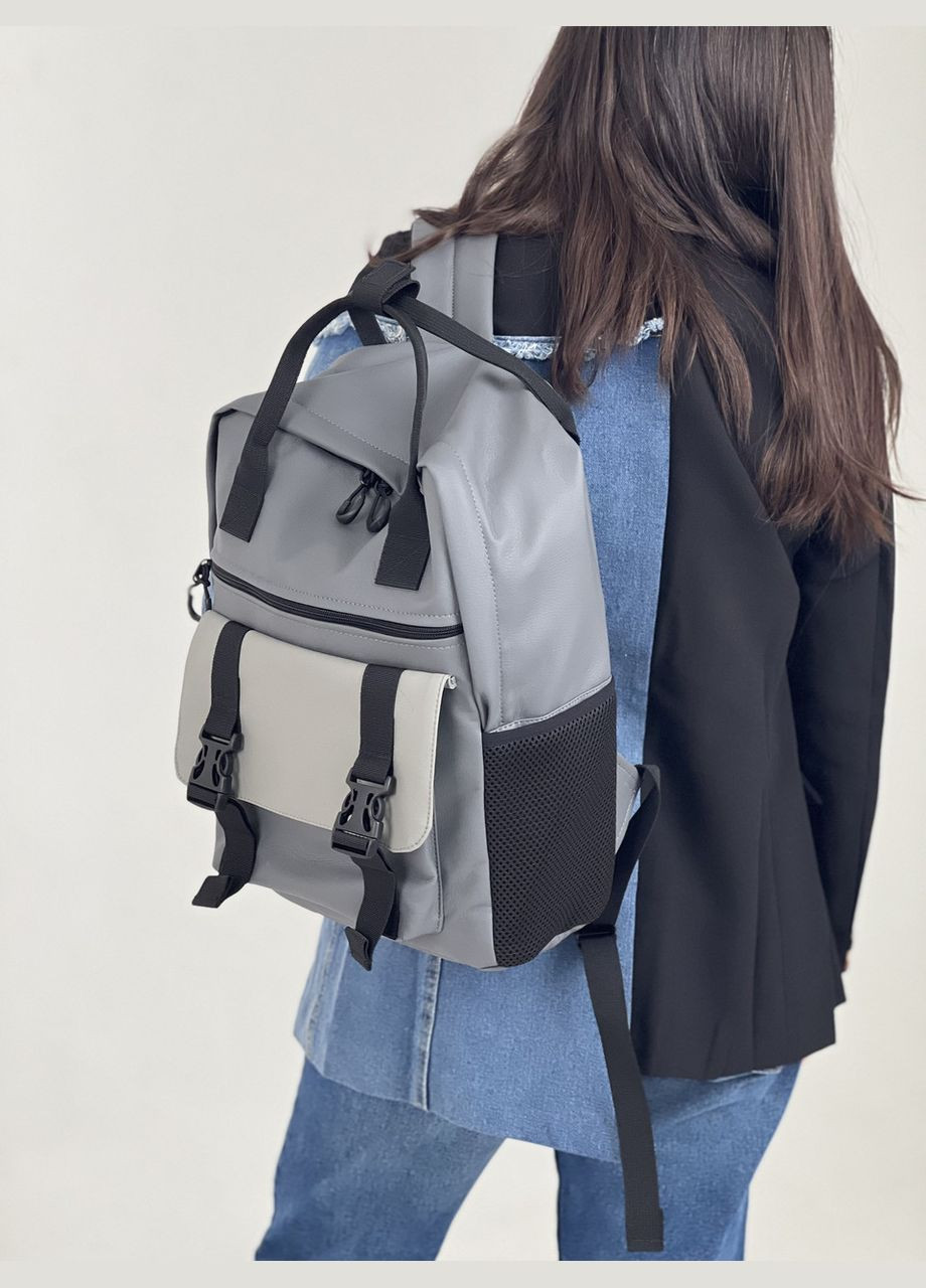 Жіночий рюкзак Канкун, комбінований сірий в екошкірі з відділенням для ноутбука ToBeYou Kankun (280930889)