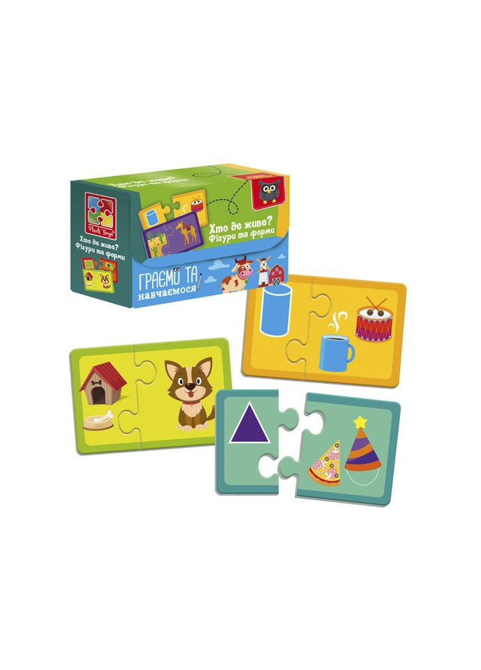 Навчальна гра-пазл "Хто де живе? На що схоже?" VT5003-03 знайди пару Vladi toys (311302635)