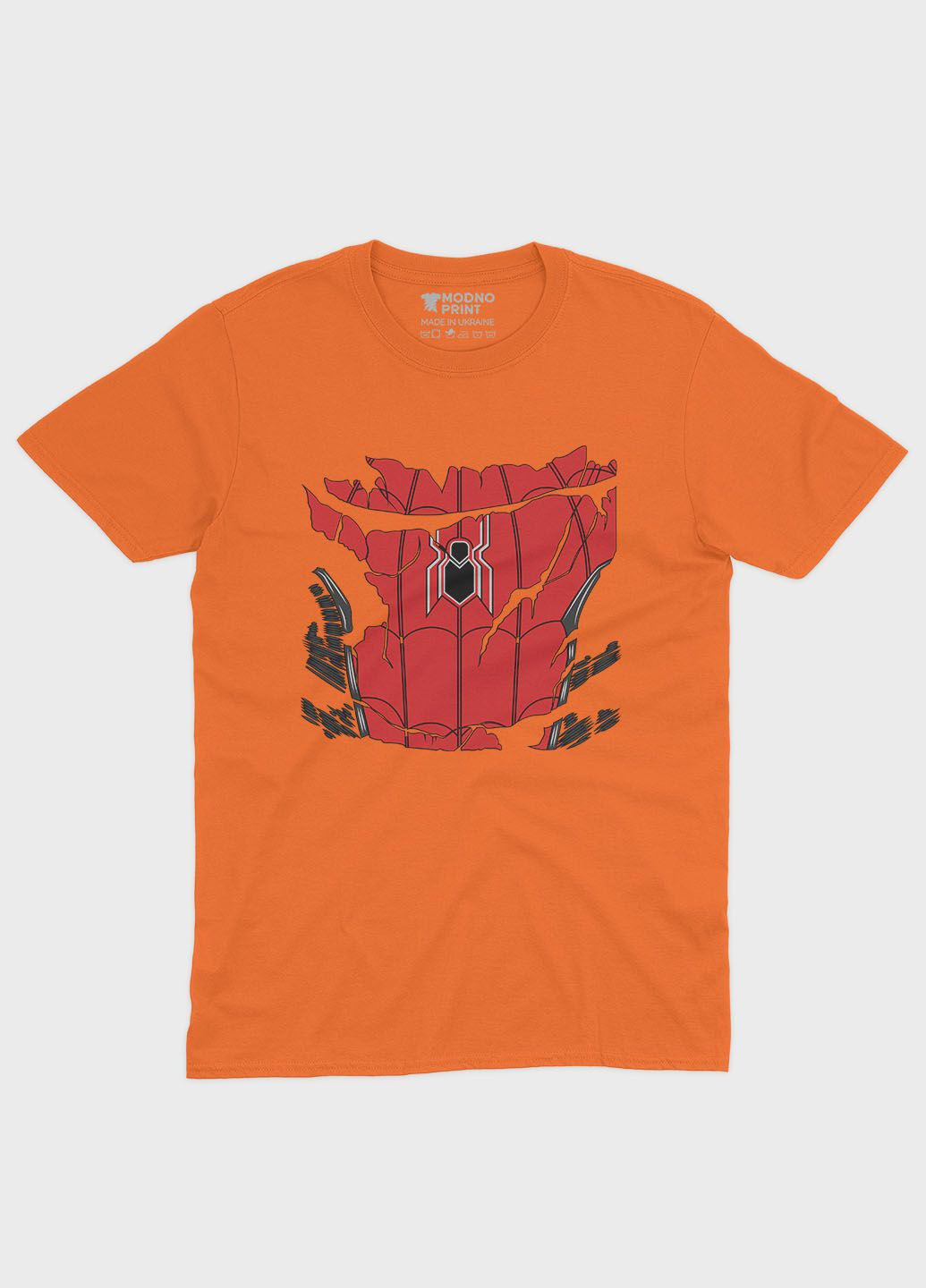 Оранжевая демисезонная футболка для девочки с принтом супергероя - человек-паук (ts001-1-ora-006-014-090-g) Modno