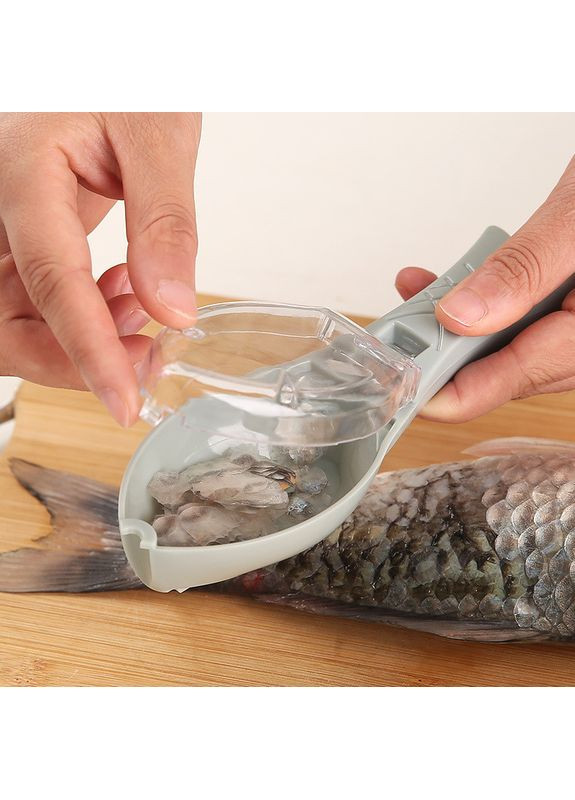 Скребок для чищення риби від луски, ніж для чищення риби з контейнером (оливковий) China (366890765)