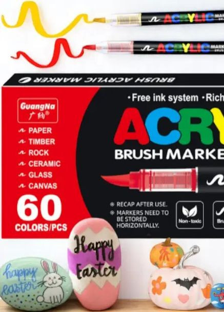 Набор акриловых маркеров 60 цветов GuangNa для рисования, декора, творчества, водостойкие маркеры с тонким пером No Brand (352192394)