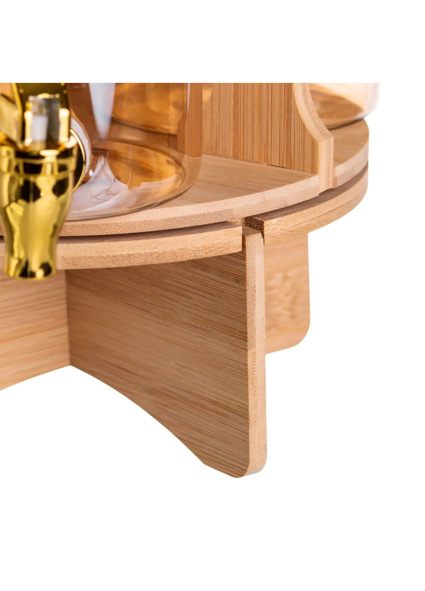 Лимонадниця скляна 3в1 на підставці із золотими кранами 5,5 л для подачі напоїв та соків з краном ProDobro (364189440)