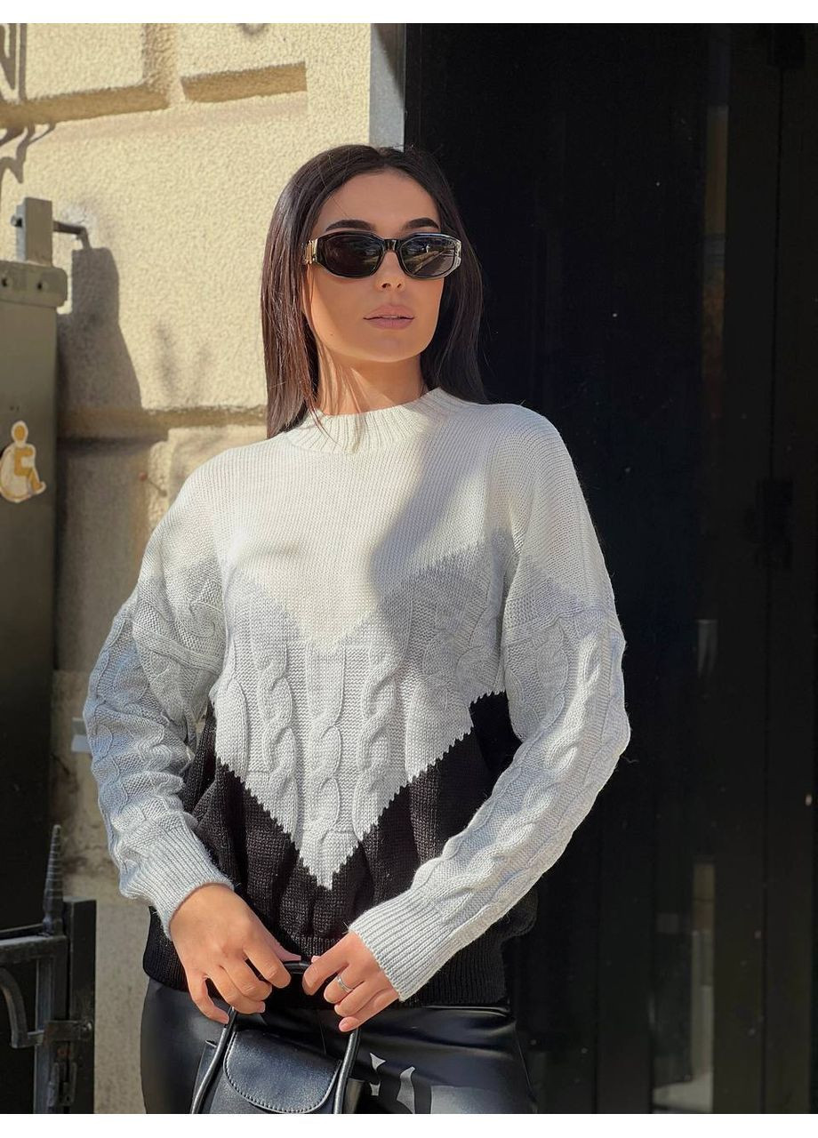 Черный демисезонный женский вязаный свитер джемпер No Brand