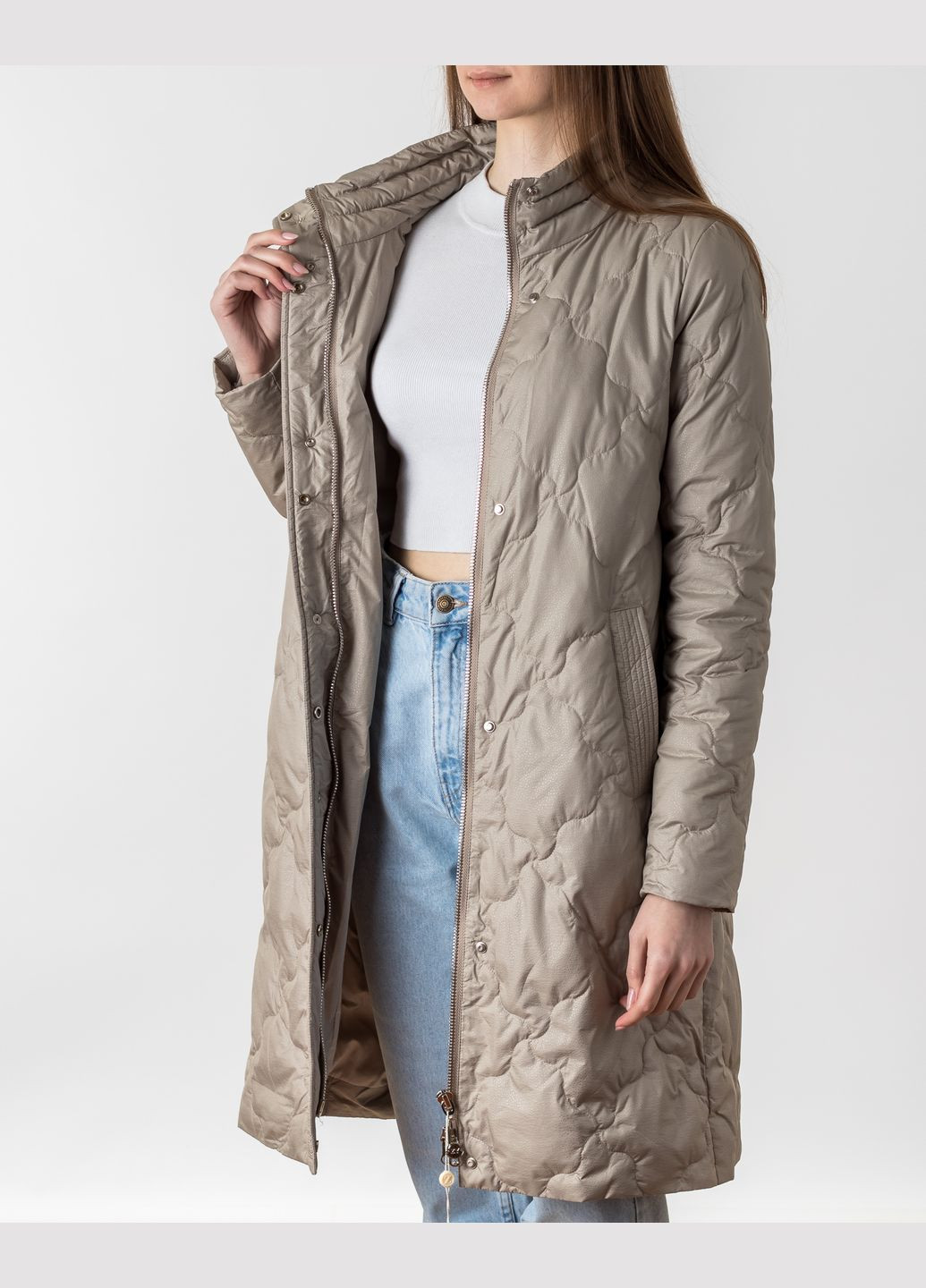 Сіро-бежева плащ (к619а) CHANEVIA