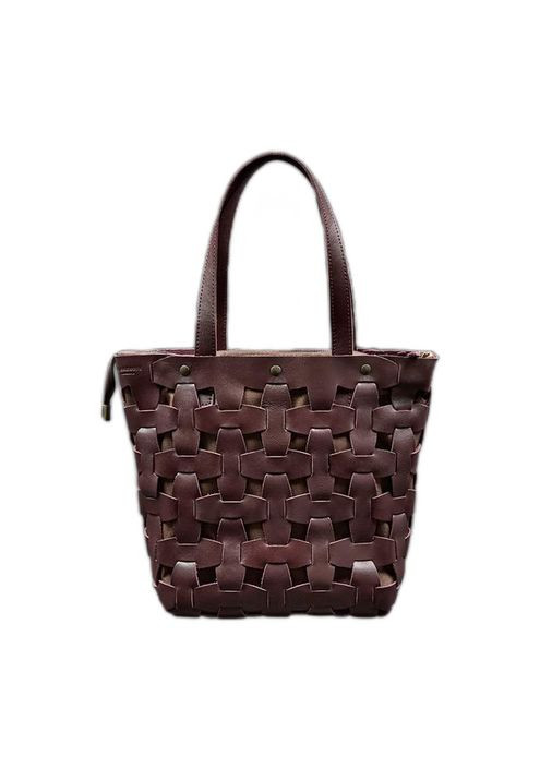 Кожаная женская плетеная сумка Пазл L бордовая краст (A-026665) BlankNote (327874159)