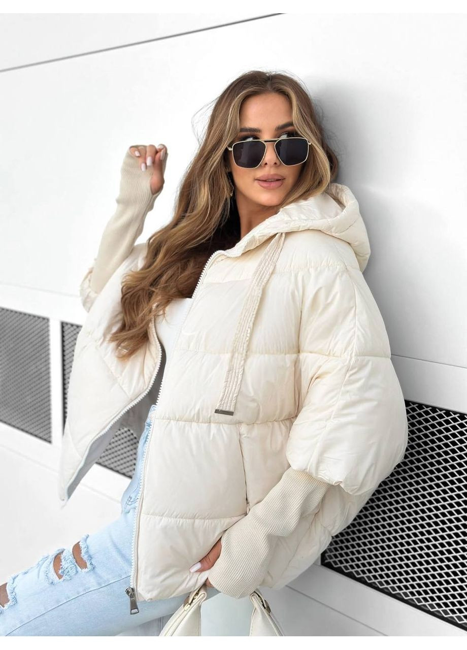 Молочная крутая зимняя куртка на пуху Fashion