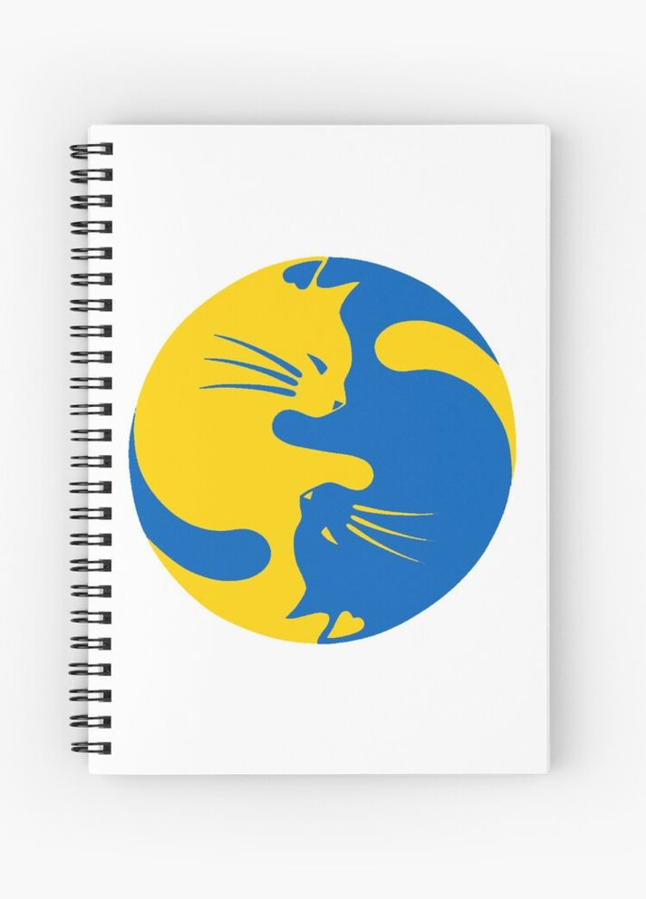 Скетчбук Sketchbook (блокнот) для малювання з принтом "Українські коти Інь і Ян (синій та жовтий) 4" А3 Кавун блокнот для малювання (316133583)