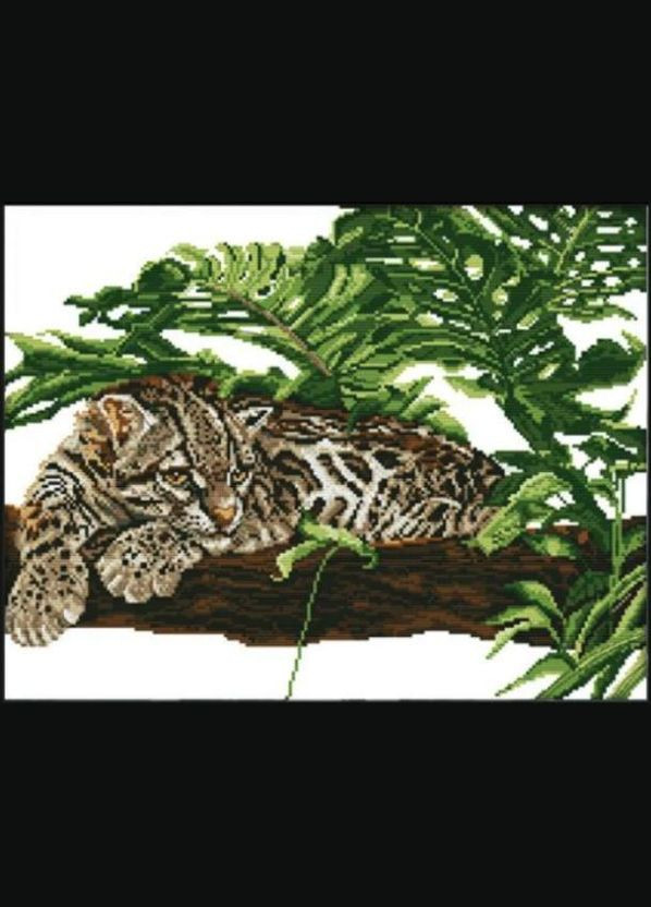 Набір для вишивання за нанесеною на канву схемою "African Tiger on thee". AIDA 14CT printed, 46*36см Joy Sunday (313614383)