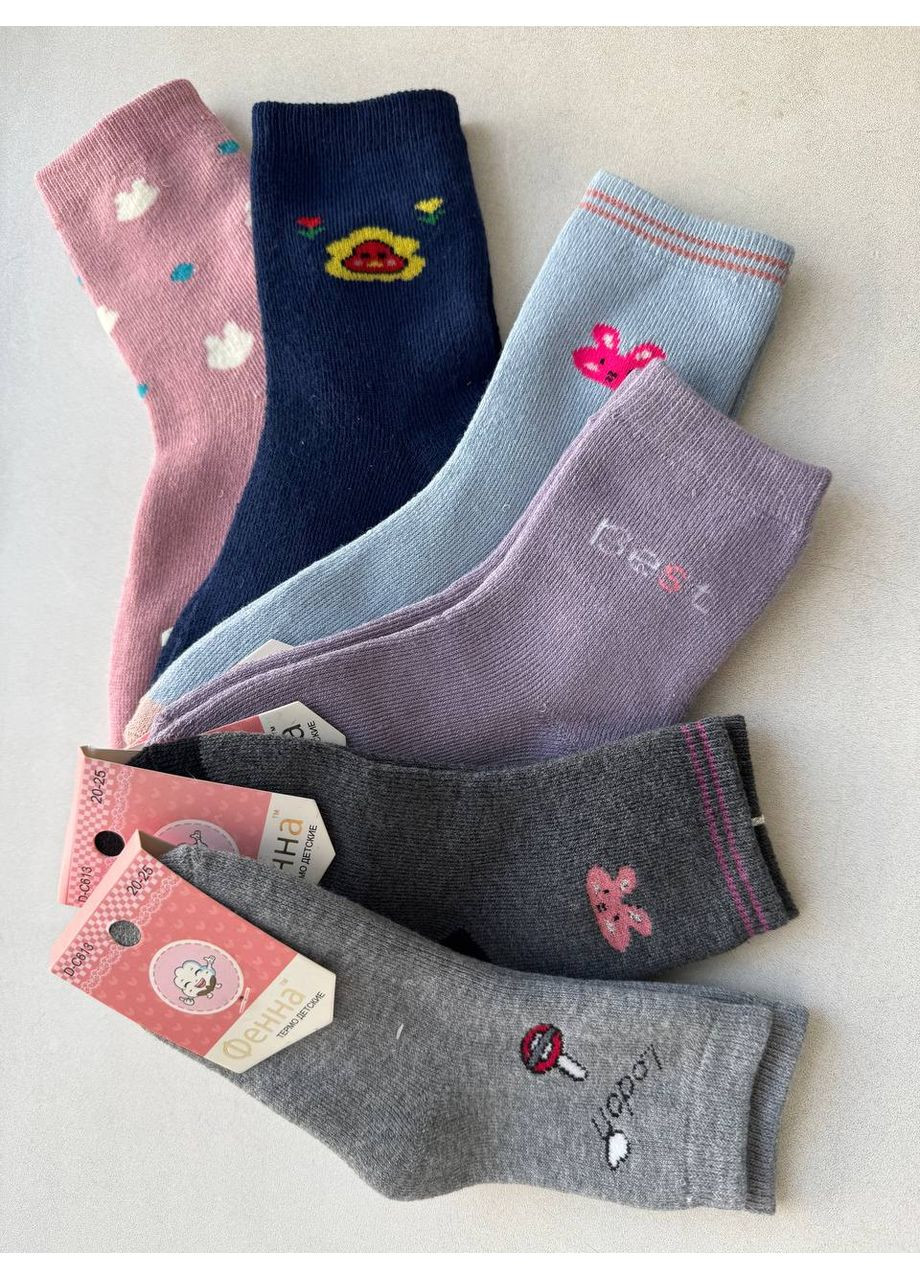 Шкарпетки дитячі Фенна 6 пар для дівчинки р.20-25 ТЕРМО МАХРОВІ зимові ФЕННА (361148073)