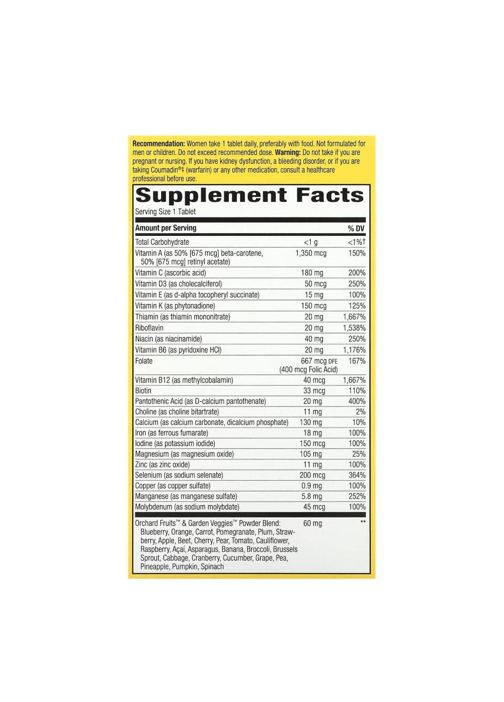 Комплекс витаминов Once Daily Women's Ultra - 60 tabs Nature's Way (280917123)