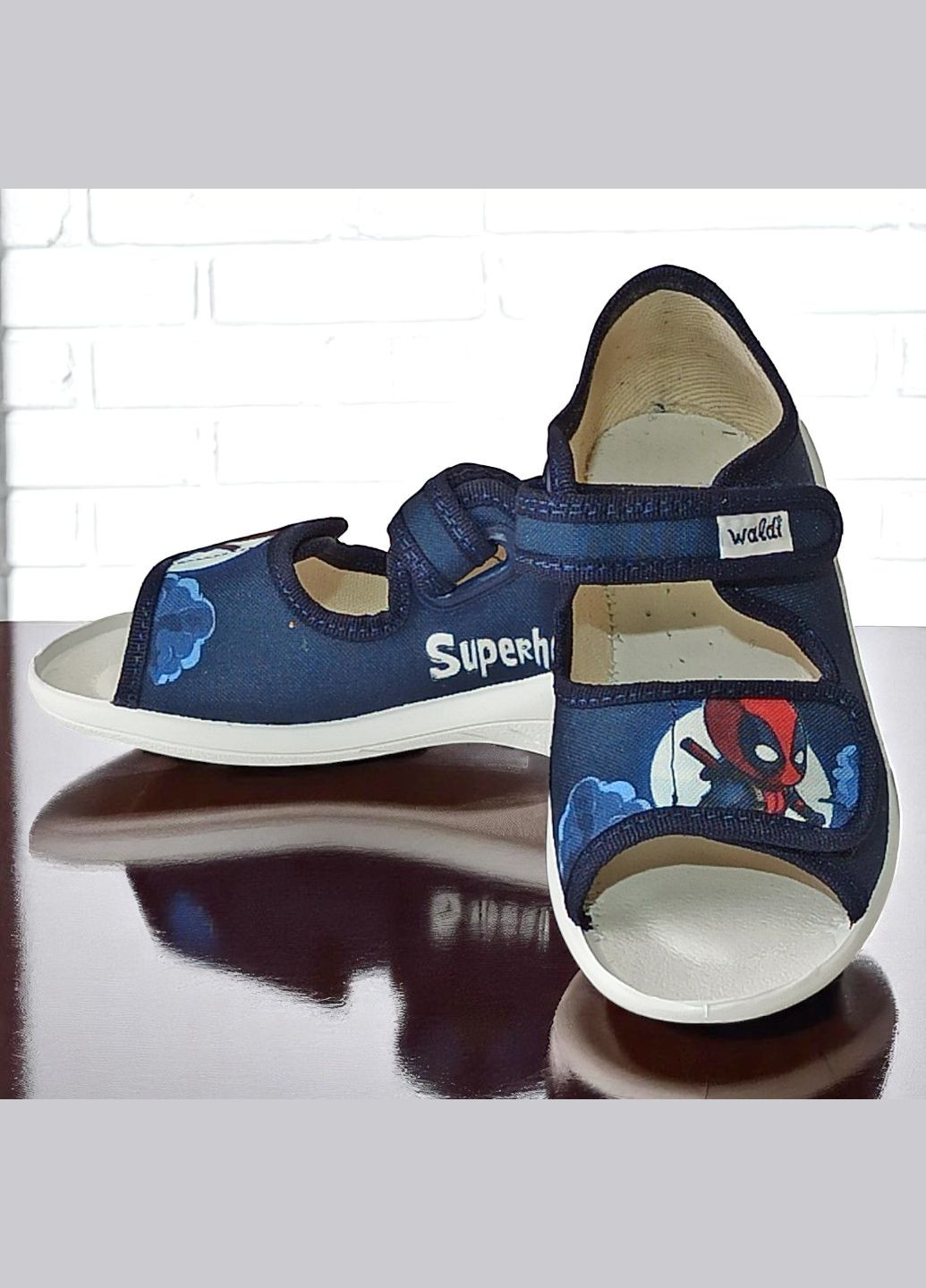 Ортопедичні текстильні босоніжки на липучках відкриті тапочки капчики для хлопчика Валді Waldi (333339247)