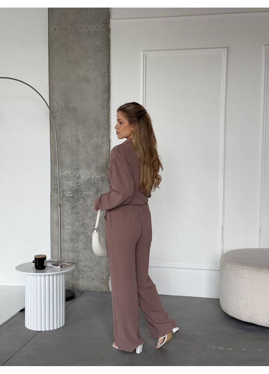 Костюм в свободном стиле рубашка и брюки американская креп жатка Україна (351486554)