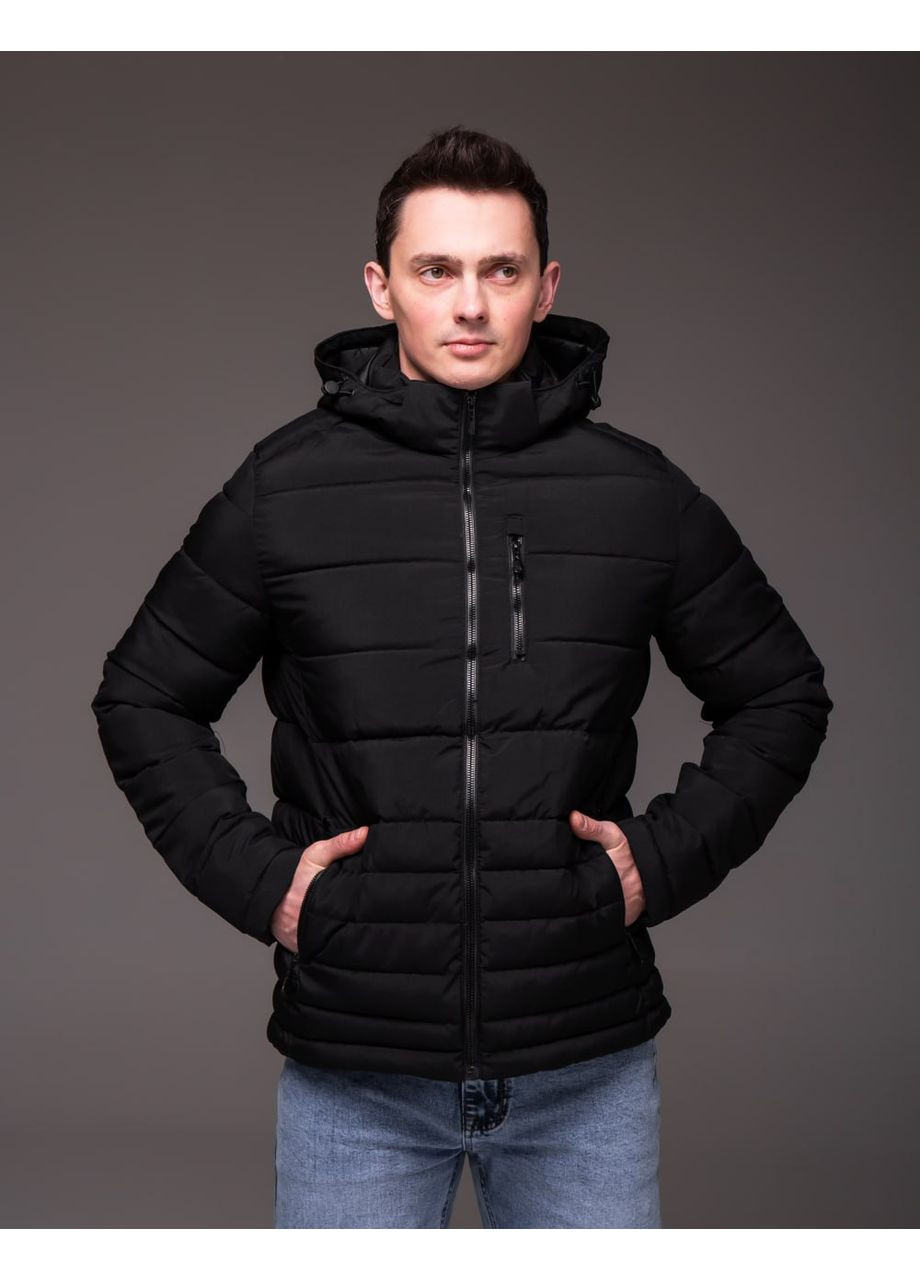 Черная демисезонная куртка мужская утепленная No Brand