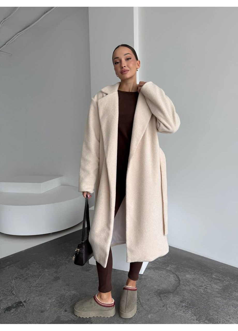 Молочне демісезонне Пальто з кашеміру No Brand