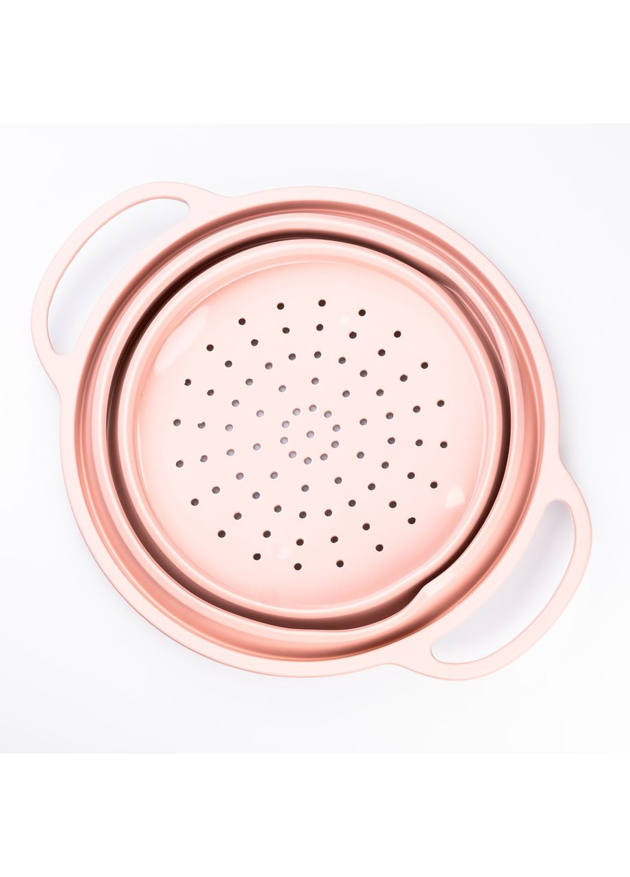 Друшляк силіконовий складаний з ручками 2,6 л Рожевий для кухні для зливу води та миття продуктів ProDobro (364190429)