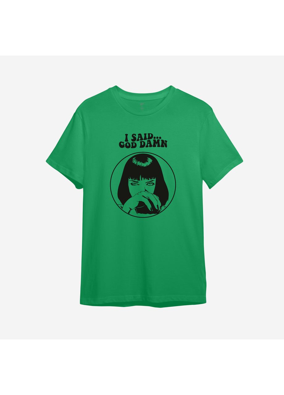 Зелена демісезонна дитяча футболка з принтом "i said... god damn". pulp fiction (10296707604) ТiШОТКА