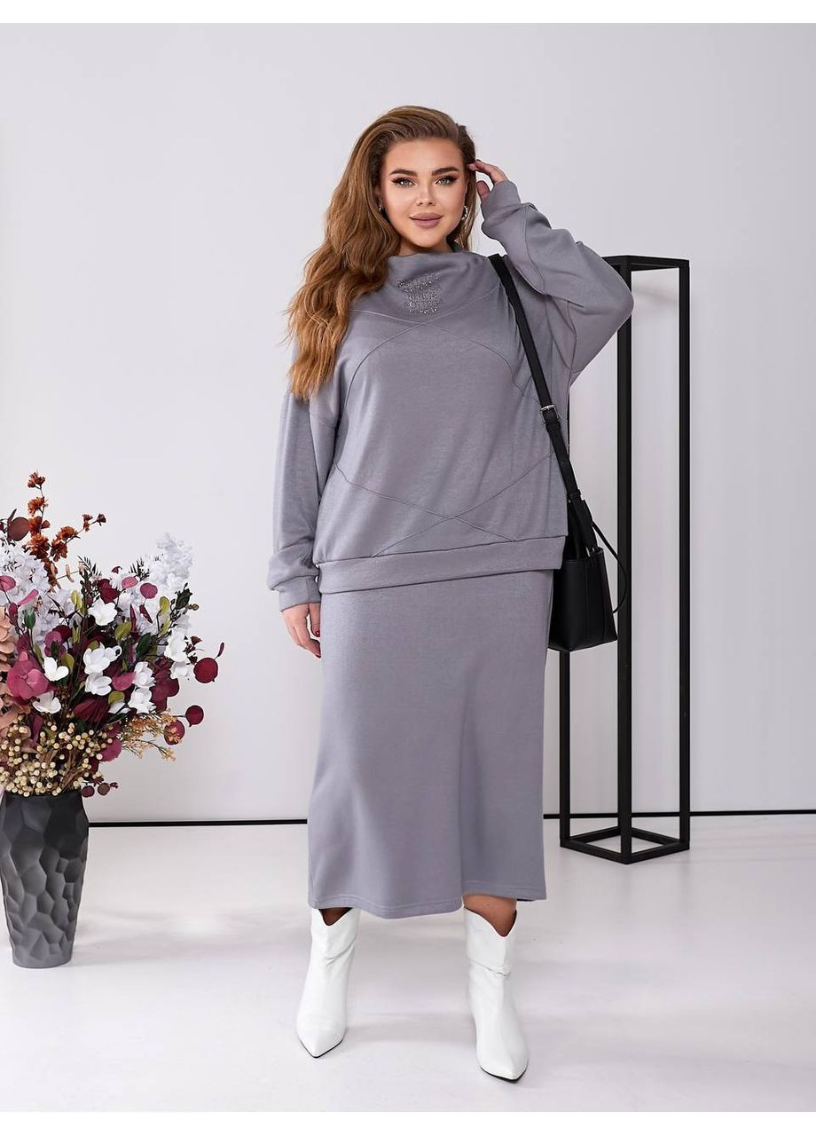 Жіночий костюм з ангори зі спідницею колір світло New Trend (304988667)