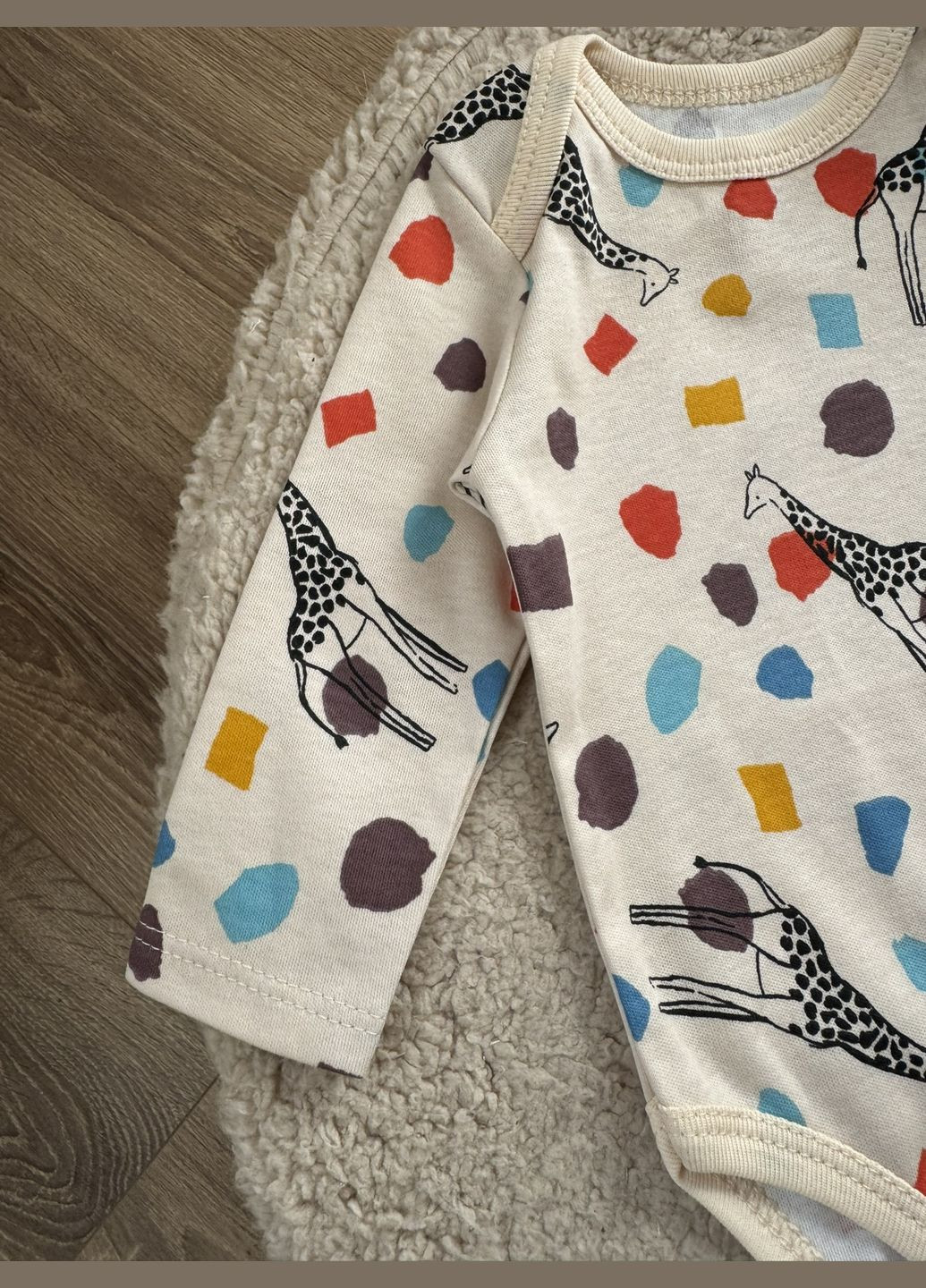 Світло-бежевий демісезонний набір боді та повзунки інтерлок No Brand Комплект двійка