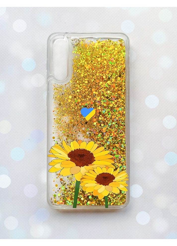 Чохол з плаваючими блискітками на Samsung Galaxy A50 (2019) A505F Золотий:: Жовті квіти (принт 364) Creative (360671551)