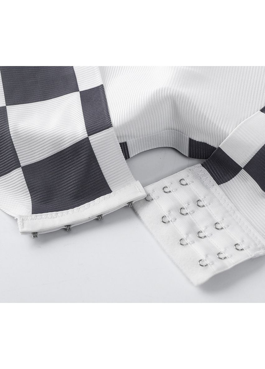 Эластичный топ-бандо в рубчик бело-черный в шахматную клетку One size No Brand (369722731)