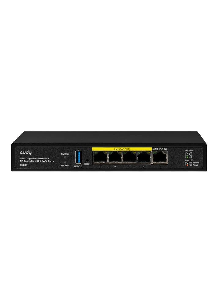 Контроллер точек доступа AP / гигабитный VPN-маршрутизатор C200P с 4 портами PoE+ (73-00668) Cudy (382701823)