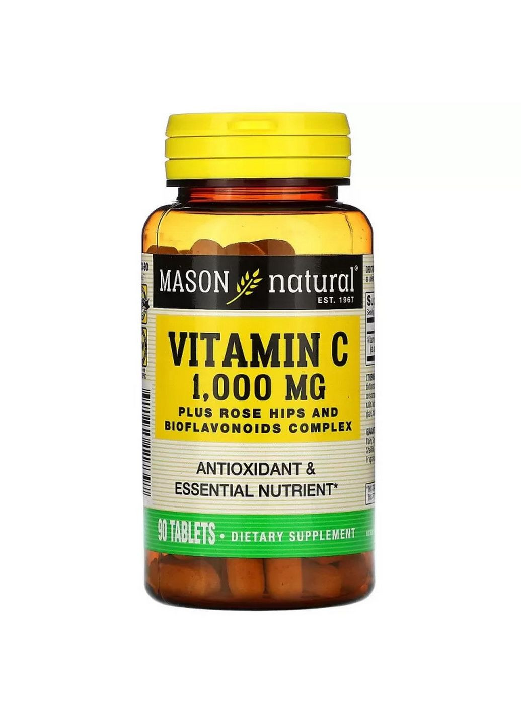 Витамины и минералы Vitamin C Plus Rose Hips and Bioflavonoids Complex 1000 mg, 90 таблеток Mason Natural (293483285)