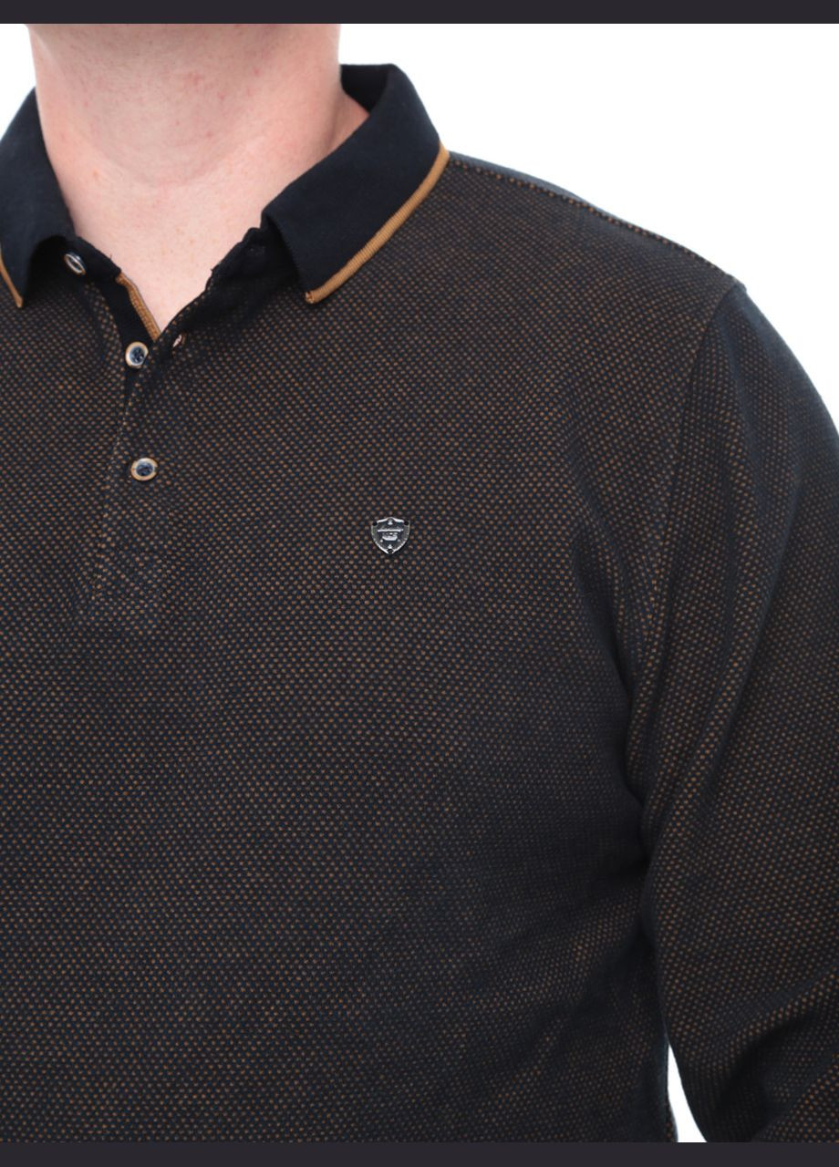 Коричневая футболка-поло мужское коричневое длинный рукав с воротником для мужчин MarcoStar однотонная