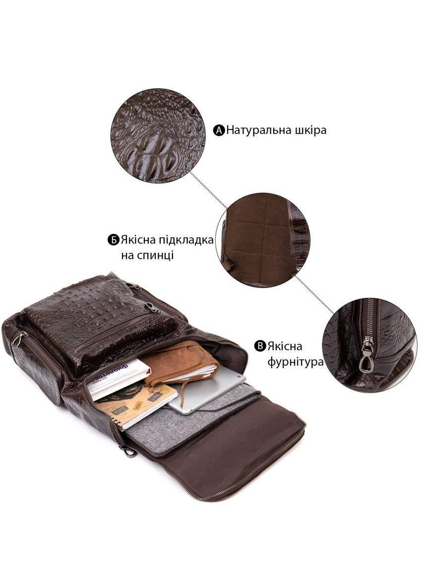 Рюкзак для ноутбука кожаный под рептилию 30х37,5х9 см. 20430 Vintage (362418005)