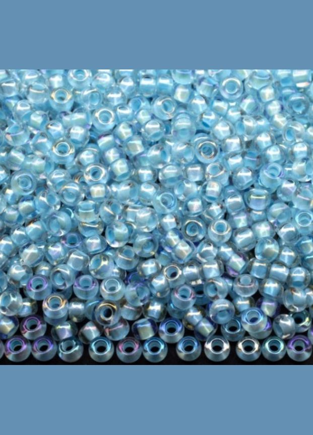 Бісер чеський Preciosa 58562, прозорий райдужний, блакитна лінія (10 г) No Brand (340483237)