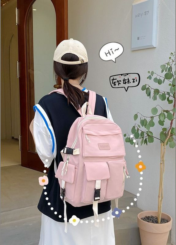 Рюкзак женский детский школьный портфель розовый No Brand (296008201)