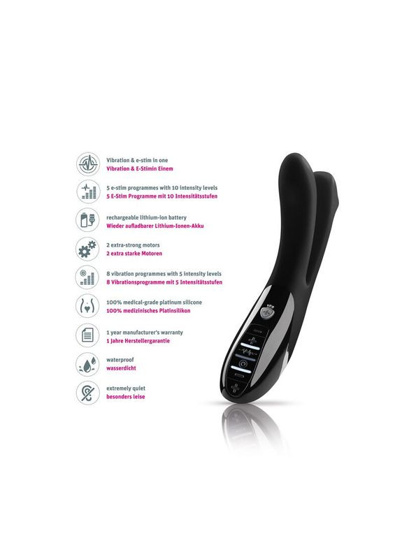 Вибратор двойной с электростимуляцией Tingling Aparte eStim Black, миостимулятор Mystim (335394708)