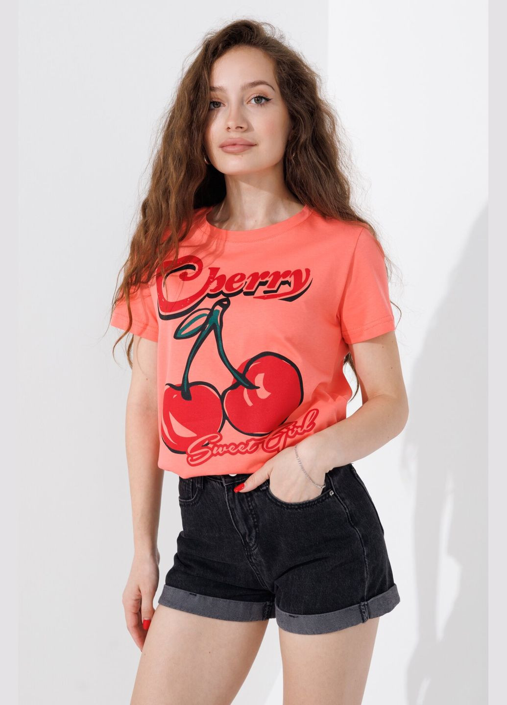 Футболка з принтом жіноча Cherry P-WB02366 shop (2000990700537) LAWA - (315994190)