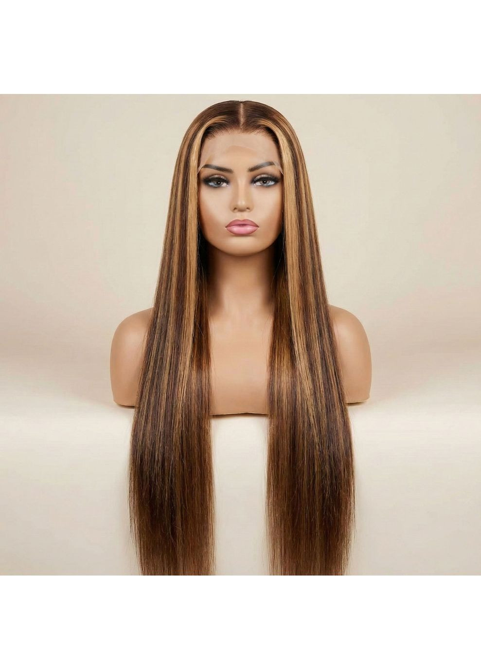 Довга перука з прямого штучного волосся омбре 70 см Каштановий з Блонд No Brand (370203701)