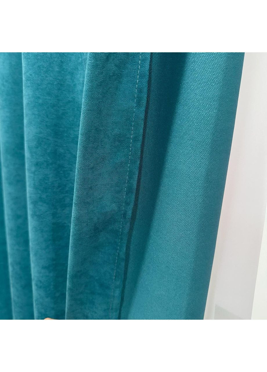 Комплект штор бірюзового кольору мікровелюр "Luxury Touch" (2 шт. по 1.5x2.7 м)- готові на тасьмі. Розкіш та затишок! No Brand (366561124)