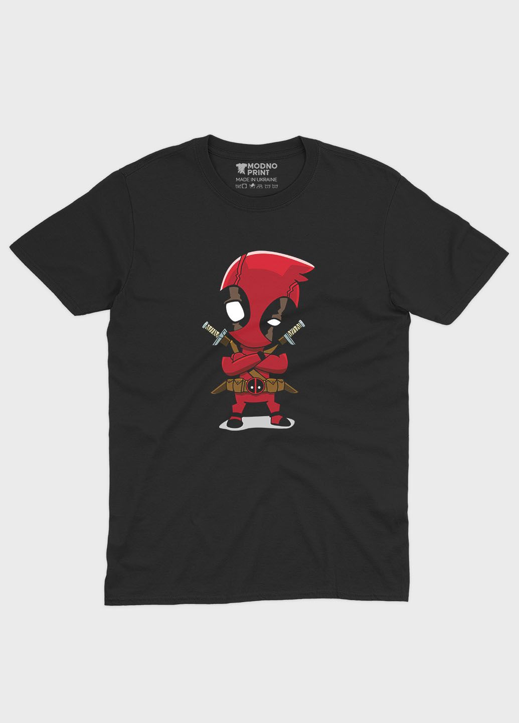 Черная демисезонная футболка для мальчика с принтом антигероя - дедпул (ts001-1-bl-006-015-012-b) Modno