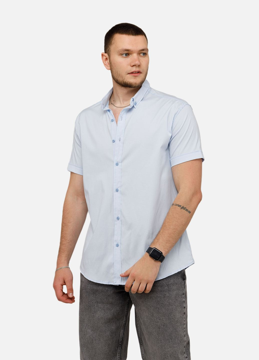Чоловіча сорочка з коротким рукавом колір блакитний ЦБ-00250761 G-Port (297136479)