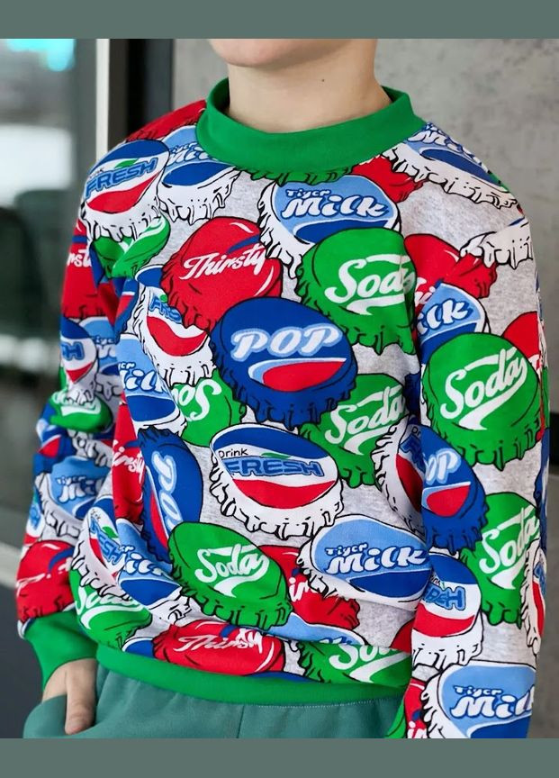 No Brand свитшот для мальчика hc (h001-6069-024-4) зеленый повседневный