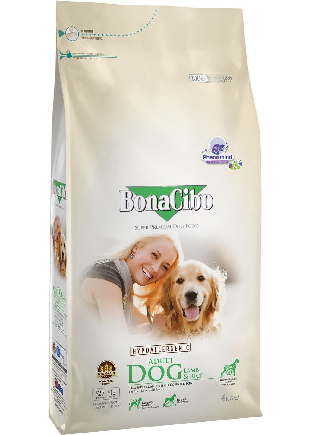 Сухой корм для собак Adult Dog Lamb&Rice с мясом ягненка и рисом 4 кг (BC406168) BonaCibo (364786849)