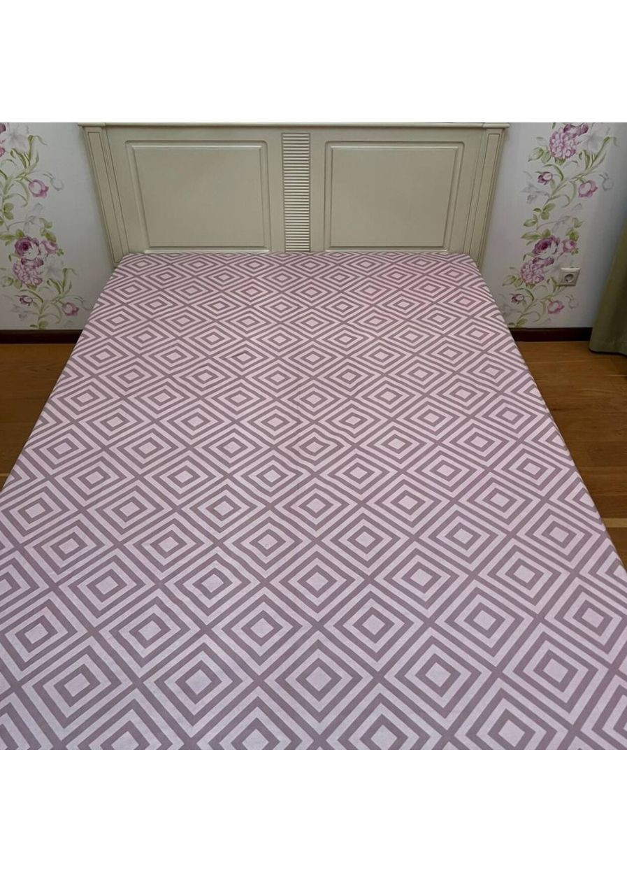Простынь на резинке 140х200 сливовая Геометрия Бязь Голд PR373 Ananasko (347163636)